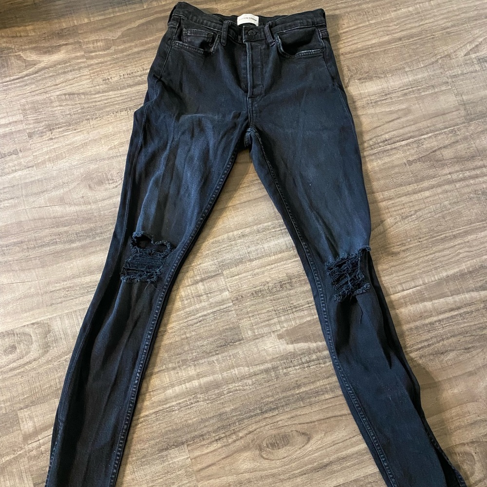 COTTON CITIZEN SPLIT HEM SKINNY JEANS